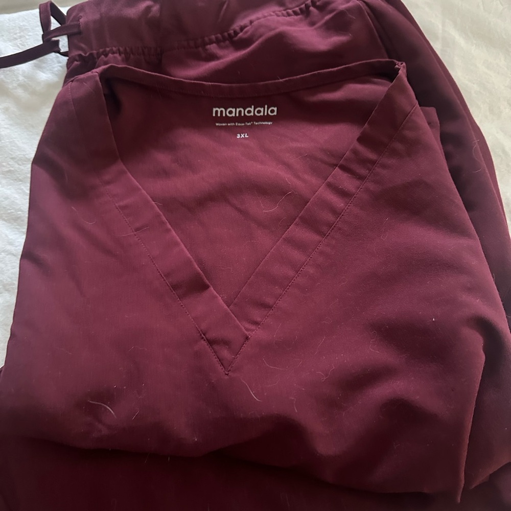 Mandala Maroon Scrub Top